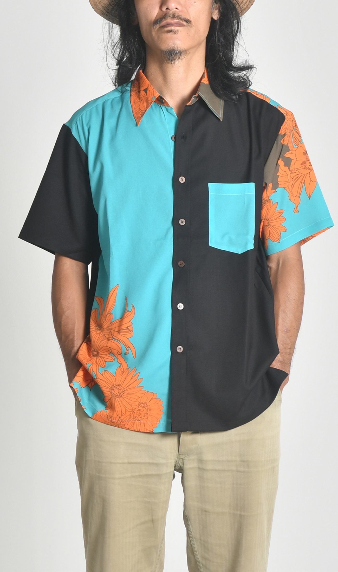 バイカラーシャツ | bouquet turquoise