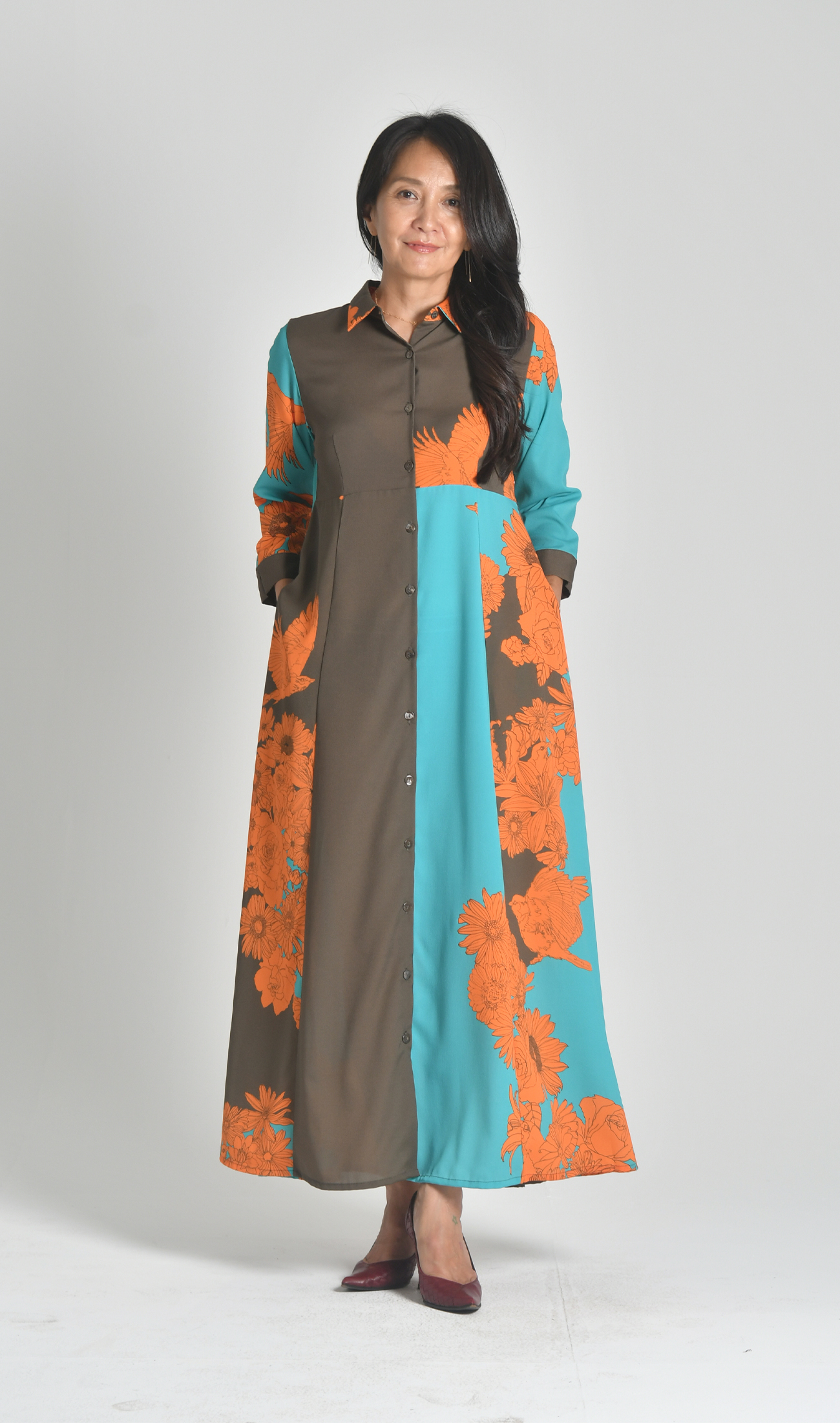 taion ワンピース ハイウェストワンピース | bouquet turquoise