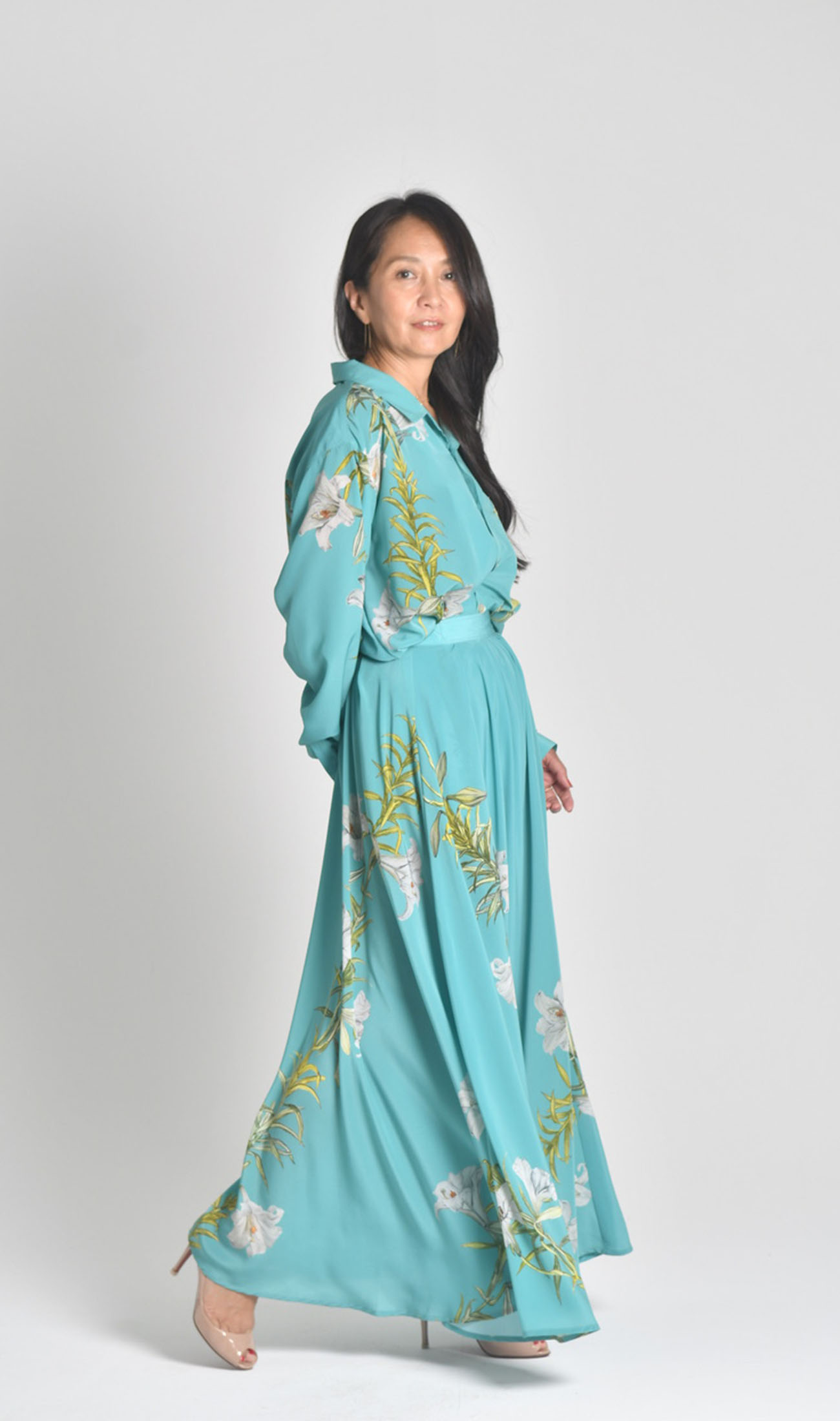 オーバーシルエットロングスリーブセットアップ |  Trumpet lily - turquoise