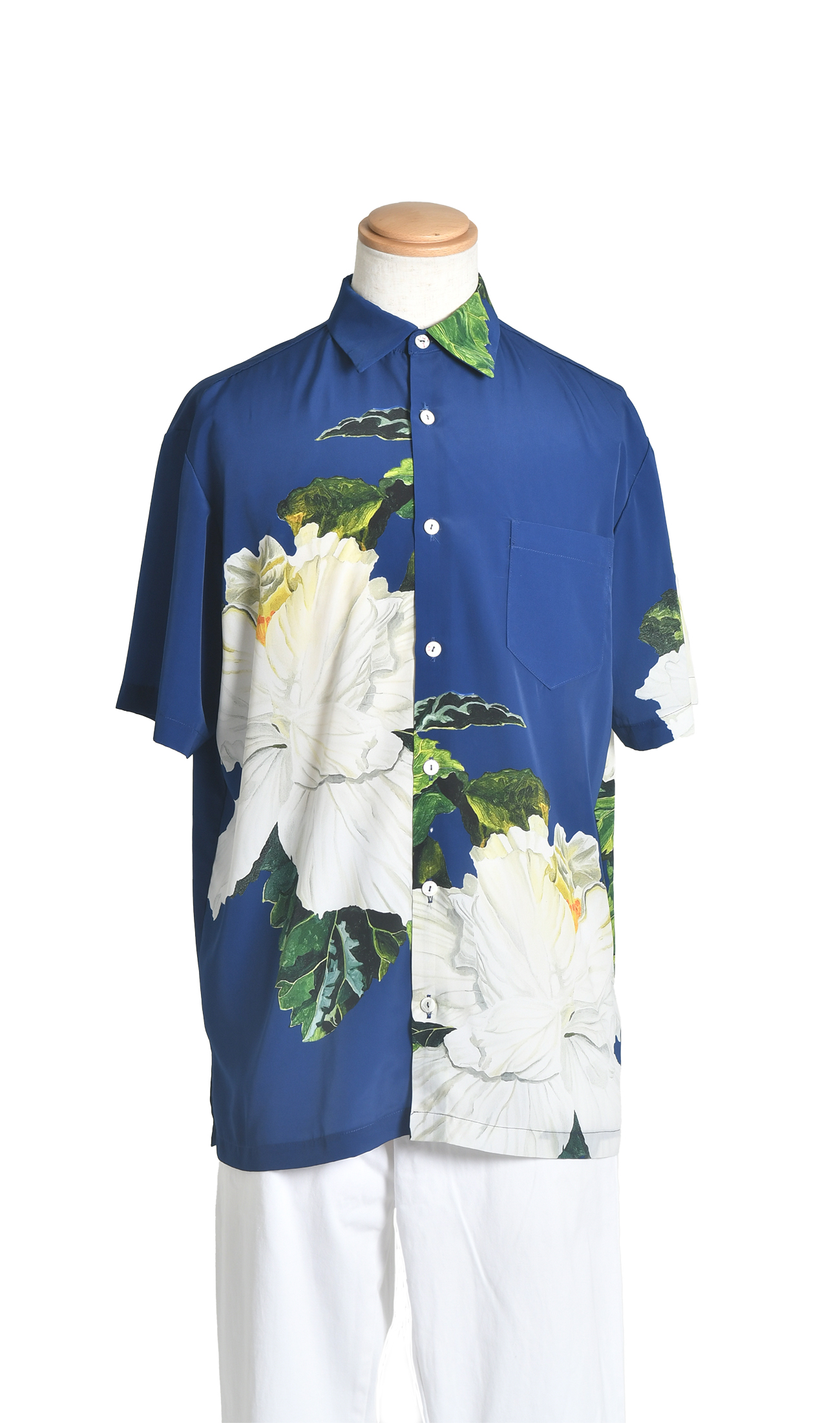 MARIAGE | メンズシャツ | Hibis White(base navy)