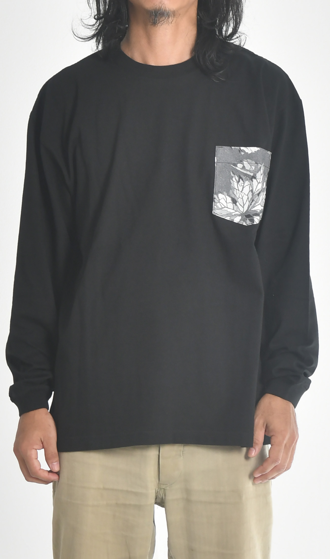ポケットロングスリーブTシャツ(ブラック) | Akabana mono