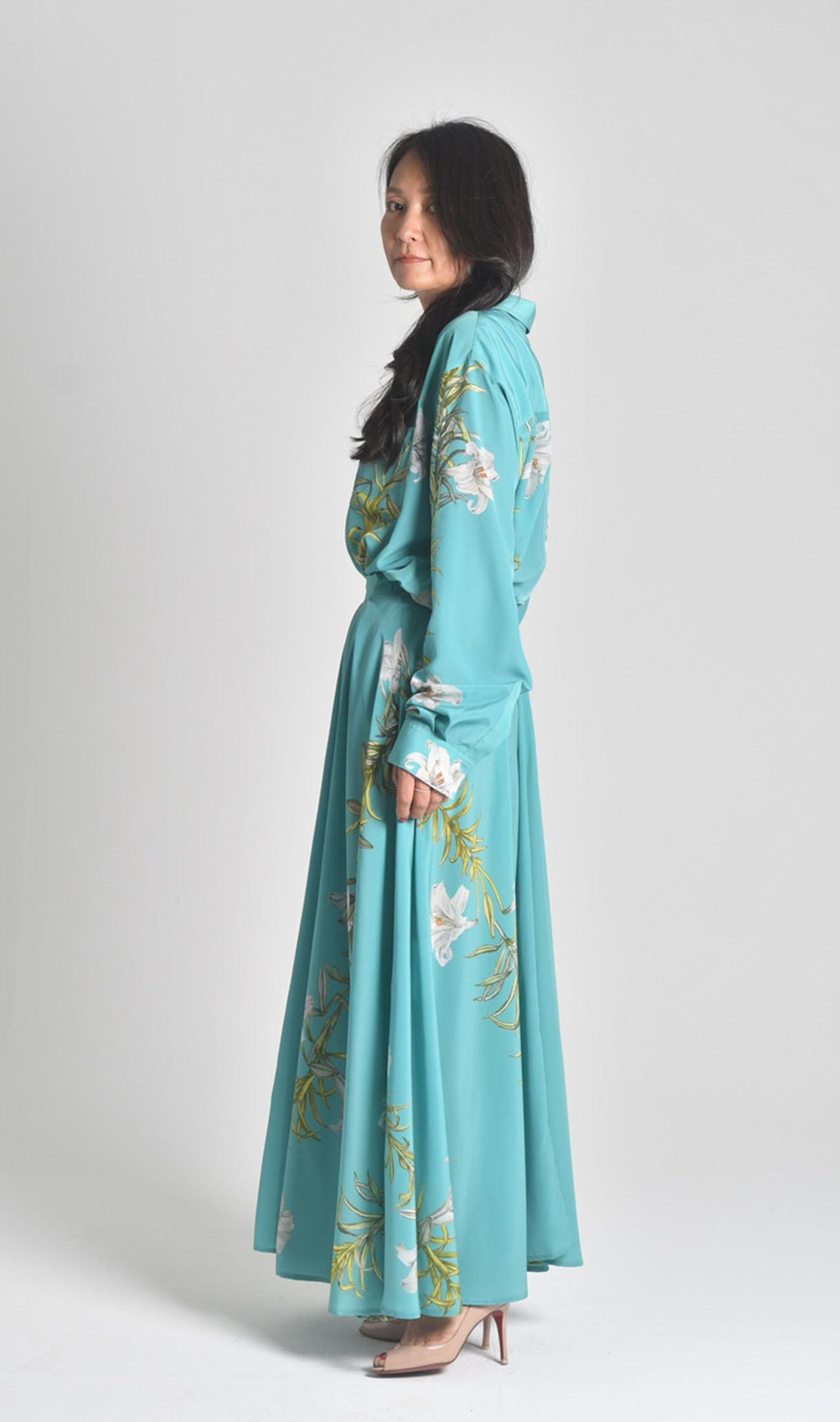 オーバーシルエットロングスリーブセットアップ |  Trumpet lily - turquoise