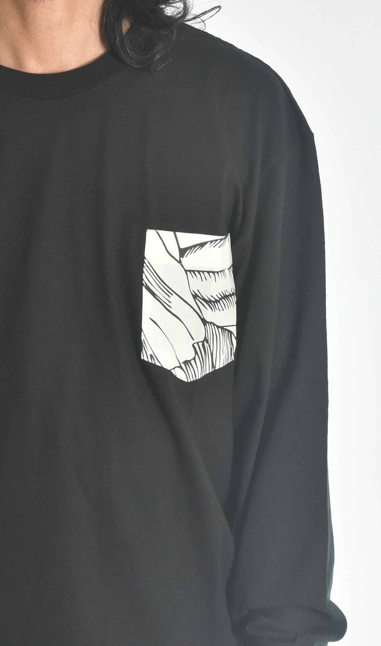 ポケットロングスリーブTシャツ(ブラック) | Abstract