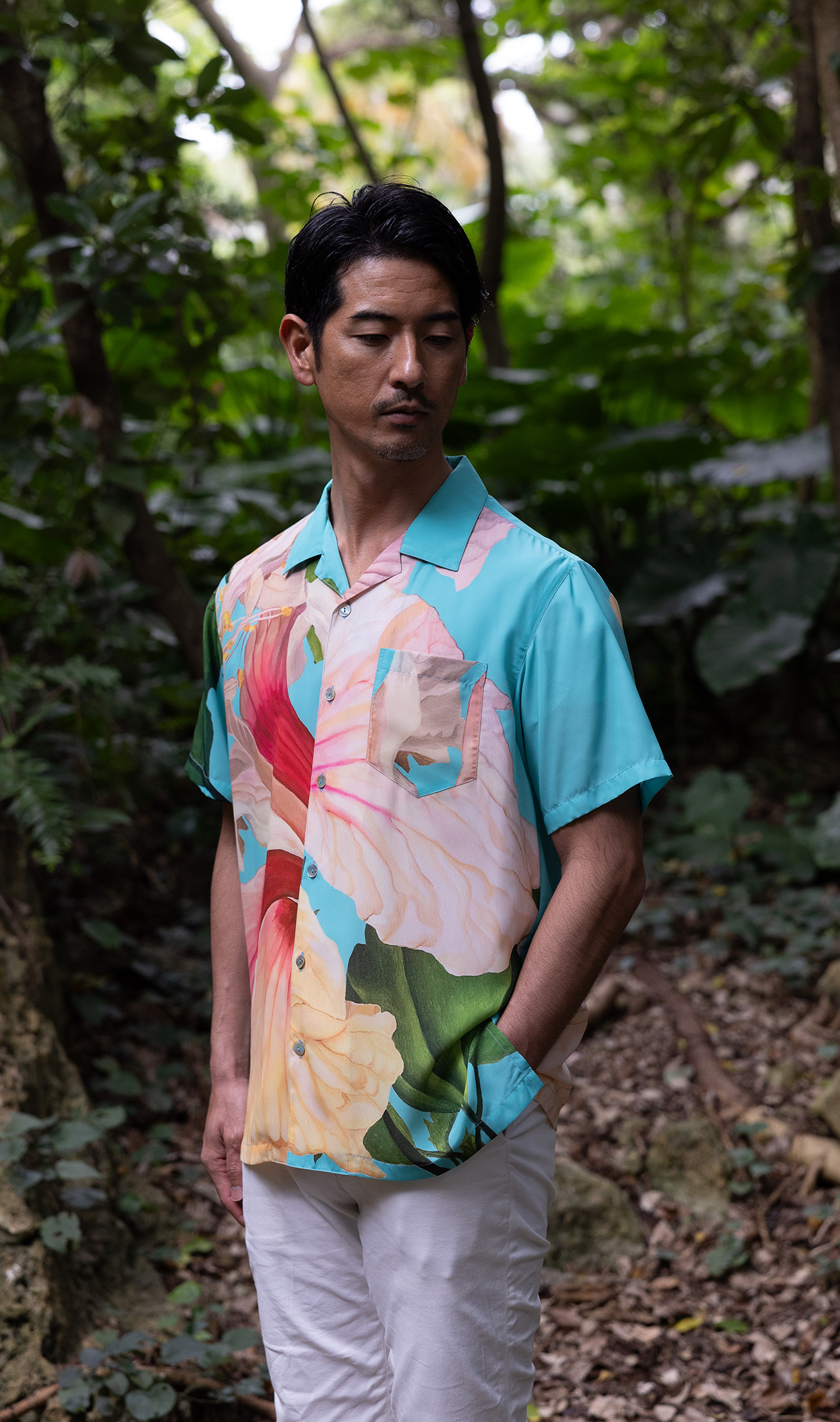 MARIAGE | メンズ開襟シャツ | Pollen turquoise