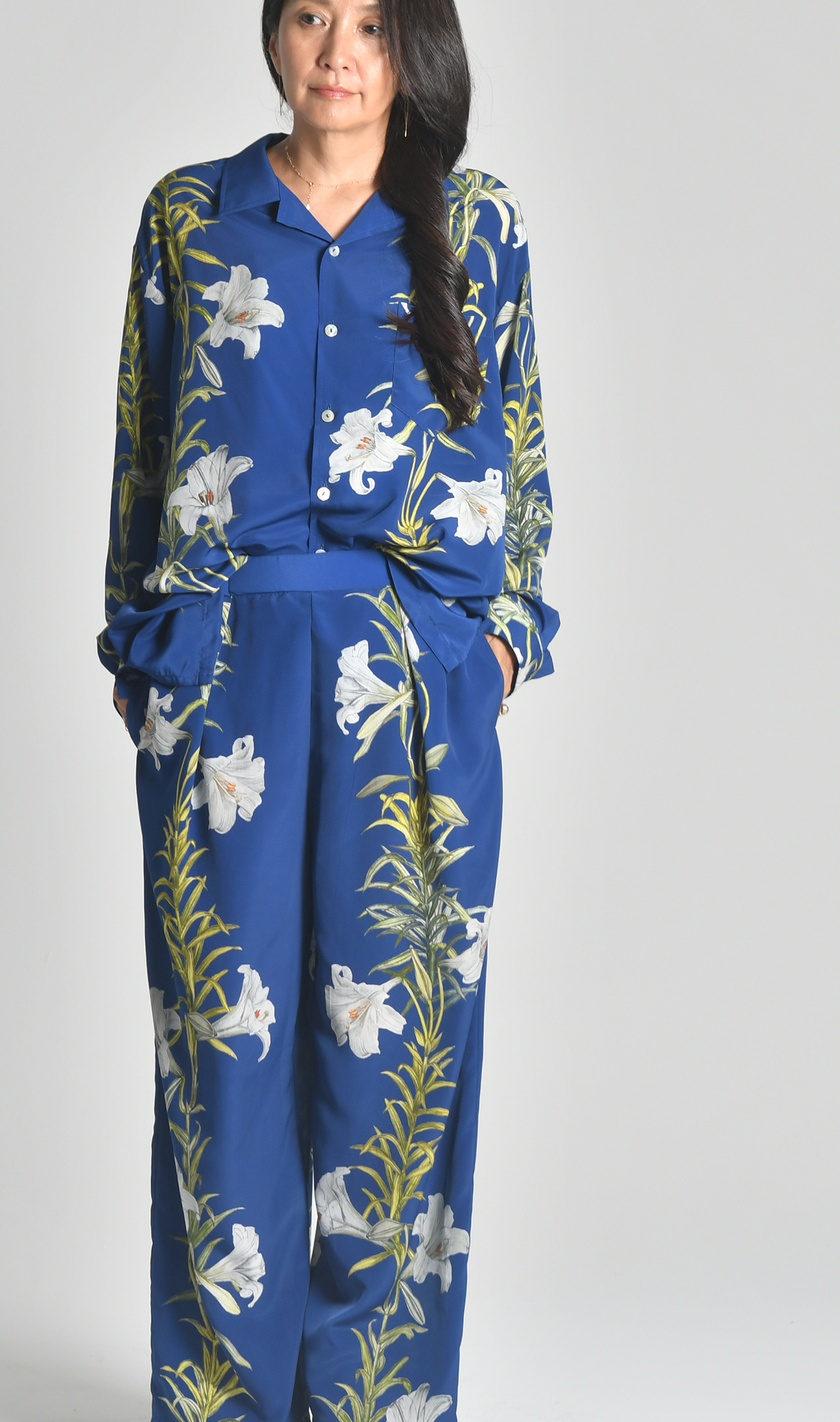 オーバーシルエットロングスリーブセットアップ |  Trumpet lily - indigo