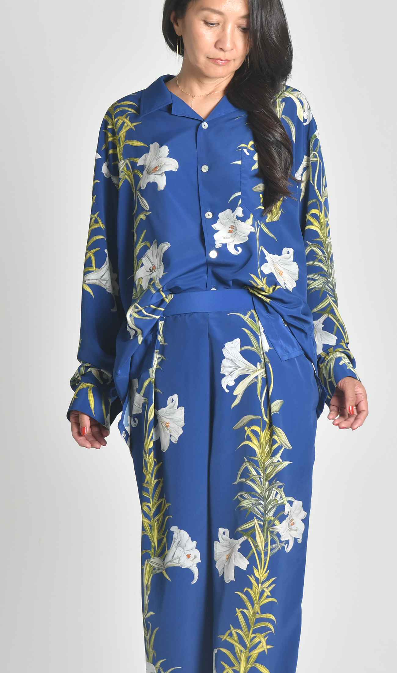 オーバーシルエットロングスリーブセットアップ |  Trumpet lily - indigo