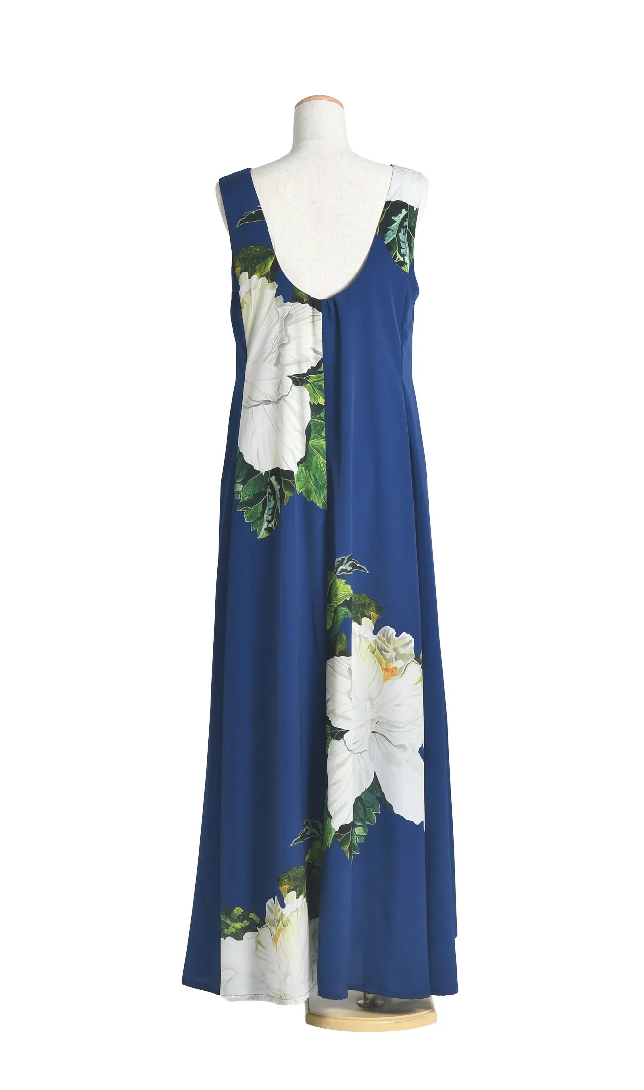 MARIAGE | Vネックフレアドレス | Hibis white (base navy)